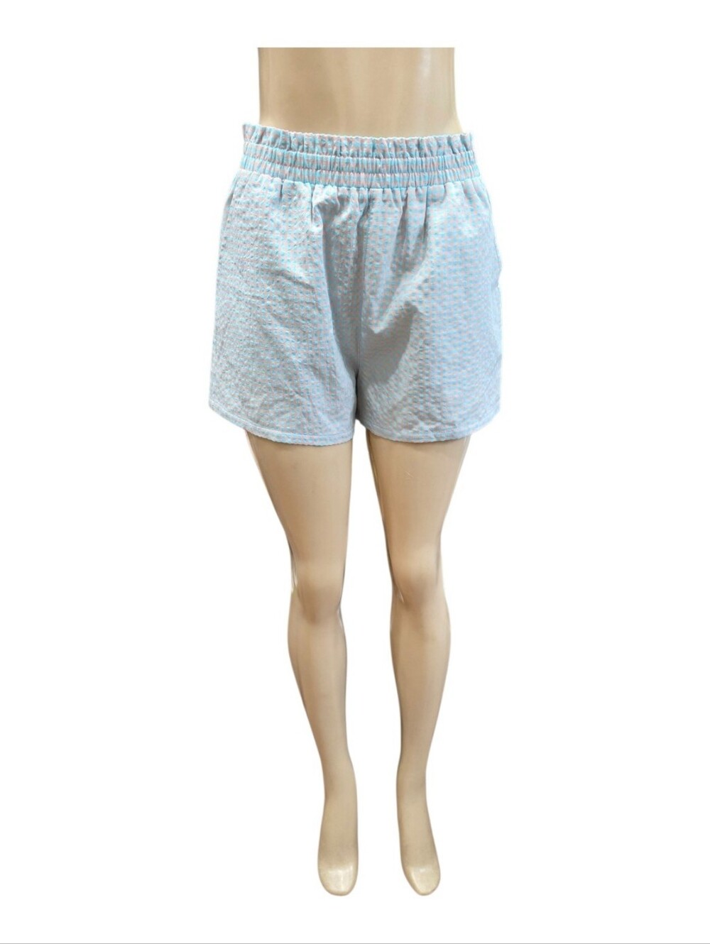 BLANKNYC Gingham Paperbag Waist Pull On Shorts Blue Pink 27
